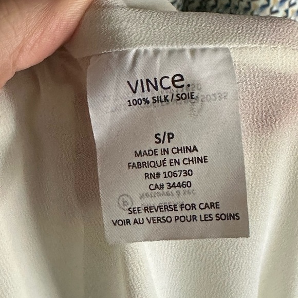 VINCE MAXI 100% SILK DRESS STAR PRINT BORDER CHARCOAL SPAGHETTI STRAP SZ S - Picture 9 of 9